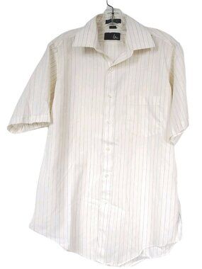 Vintage Ketch Men's Short Sleeve Shirt Single Needle Pinstripe Cream 15 1/2